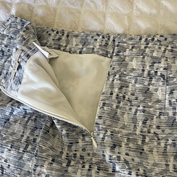 LOFT  blue white Mini A-Line Skirt Cocktail - Picture 6 of 8